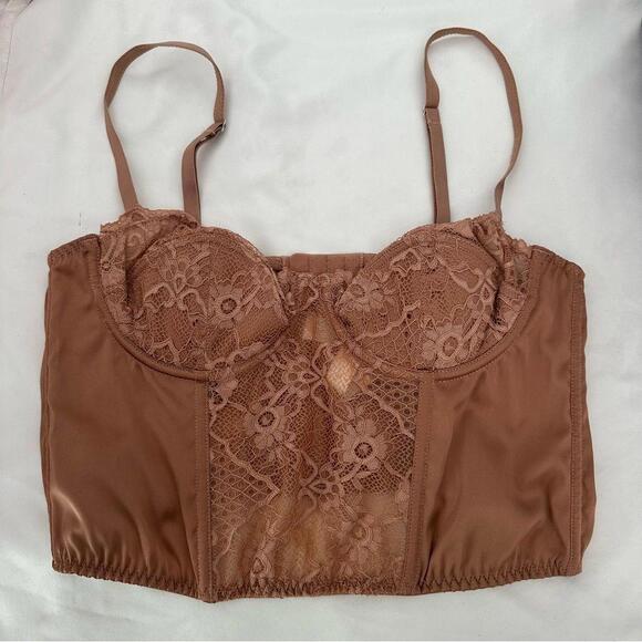Urban Outfitters Lace & Satin Corset Crop Top - Picture 1 of 3